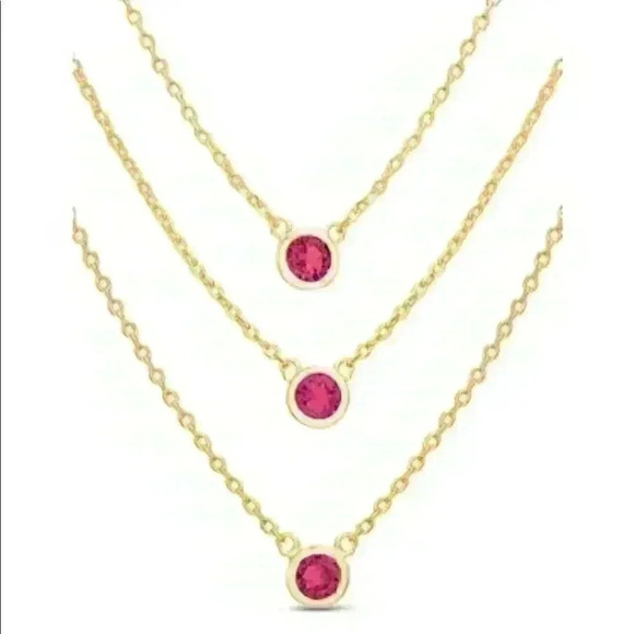 Belk Silverworks triple layer Necklace with gem - Picture 1 of 2